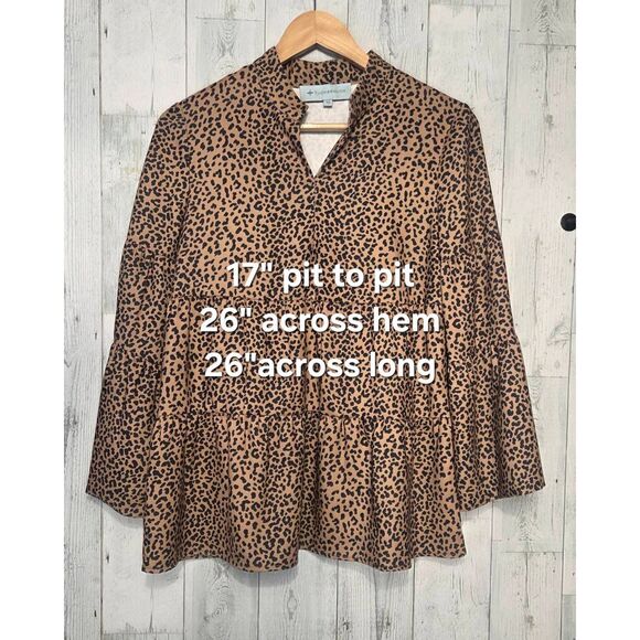 Tuckernuck Edith Tiered Bell Sleeve Leopard Print Tunic Sz. XS - Picture 3 of 6